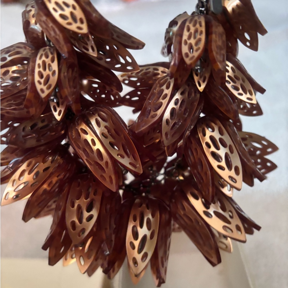 Burberry Brown and Gold Leaf Necklace